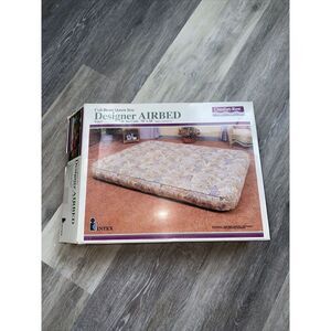 Vintage Intex Comfort Rest DESIGNER Air Bed 78”x 58” Mattress CREAM Flower  RARE